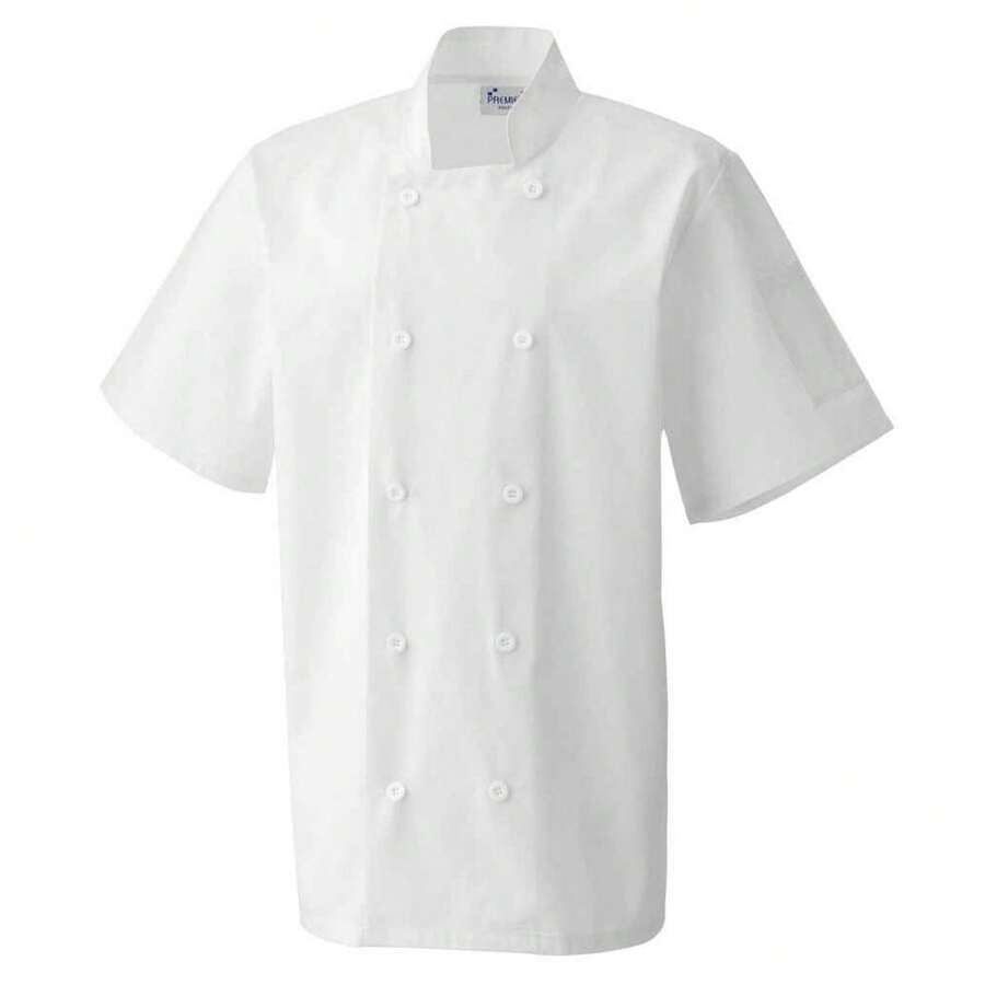 Chaqueta de chef de manga corta para hombres de primera calidad (Blanco)