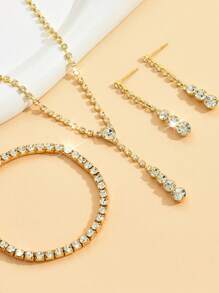 4件套多色派对风时尚简约流行首饰套装，包括项链、耳环、手链，适合跨境婚礼配饰 - Earrings+necklace+bracelet 4pcs/set - 查看 5