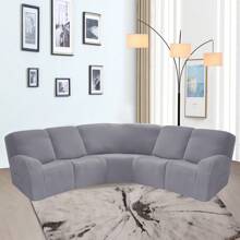 5-Seat Recliner Sofa Cover Jacquard Stretch Sectional For L Shape Corner Sofa Slipcover Anti Slip Protector Sectional Corner Sofa Couch Sofa Set For Living Room - 灰色 - 查看 1