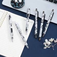 6pcs, Cartoon Creative Black And White Anime Ins Style Press Gel Pen Ballpoint Pen Writing Pen, Bullet Black Cute Press Gel Pen, Teen At Home Classroom Writing Special Writing Pen For Exams, Christmas Halloween Holiday Stationery Gift Gift Set[Random Mixing],Back To School - Multicolor - View 3