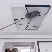 1 Set Expandable 2.4m Feather Duster With Dense And Fluffy Fur, Includes 1 Dusting Brush. Convenient To Take Home For Cleaning Wall Corners, Living Room Lamps And Other Household Cleaning Tasks. Efficient Cleaning Essential For Indoor Cleaning - Grey - View 4