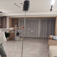 1 Set Expandable 2.4m Feather Duster With Dense And Fluffy Fur, Includes 1 Dusting Brush. Convenient To Take Home For Cleaning Wall Corners, Living Room Lamps And Other Household Cleaning Tasks. Efficient Cleaning Essential For Indoor Cleaning - Grey - View 3