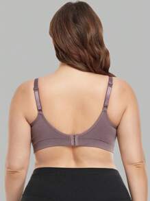 Plus Size Women Nursing Bras, Front Open Wireless Double-Layer Seamless Maternity Bras With Detachable Breathable Pads, Lift - Purple - View 2