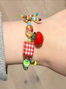 1pc New Bohemian Dopamine Multicolor Apple Star Beaded Necklace For Summer - Colorful - View 11