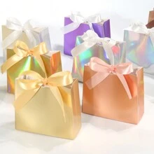 Set de 10 piezas/20 piezas Bolsas de regalo mini con lámina holográfica láser, de 11.5x4.5x10cm, cajas de empaquetado iridiscente, bolsas de regalo pequeñas holográficas arcoíris para bodas, fiestas, caramelos, regalos, graduación, recuerdos, jabones artesanales, Halloween, decoración de Halloween, vuelta al colegio, Día de San Valentín