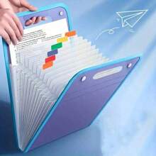 1 [Product Only Folder, Not Including Scene Image Accessories] A4 Folder, Vertical A4 File Manager With Handle, A4 Extended Waterproof Folder, Portable 13 Pocket Large Capacity A4 Letter File Folder, Suitable For Students, Business, And Travel - Multicolor - View 3