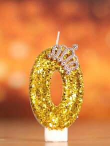 1pc Numeric Candle, Gold Glitter, Suitable For Birthday Party Scene, Kitchen, Living Room, Office, Birthday Party Gift, Gold Crown,Room Decor,Gifts - Multicolor - View 16