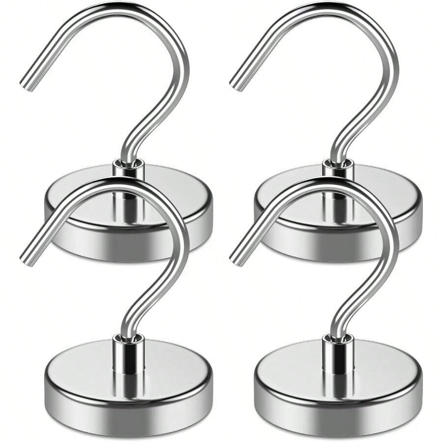 4 paquetes de ganchos magnéticos de uso pesado de 110 lbs de imanes de neodimio súper potentes para colgar, ganchos magnéticos fuertes para cruceros, cortinas, hogar, cocina, trabajo, mejor regalo