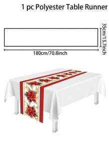 1 件圣诞桌旗，黑色背景金色圣诞树红色格子帽子侏儒主题，“圣诞快乐”，复古农舍风格，涤纶材料，冬季节日家庭聚会餐桌中心装饰，圣诞节