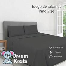 Sabanas King Size 1800 Hilos Tacto Algodon Egipcio - Gris - Ver 2