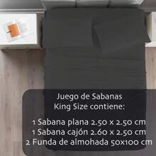 Sabanas King Size 1800 Hilos Tacto Algodon Egipcio - Gris - Ver 3