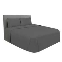 Sabanas King Size 1800 Hilos Tacto Algodon Egipcio - Gris - Ver 1