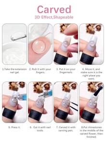 NAILGLOSS 15g 1 件固体指甲修整凝胶，延长硬指甲凝胶，不粘手指甲雕塑凝胶，丙烯酸延长指甲凝胶，用于美甲水钻水晶花美甲沙龙在家 - 無色 - 查看 4