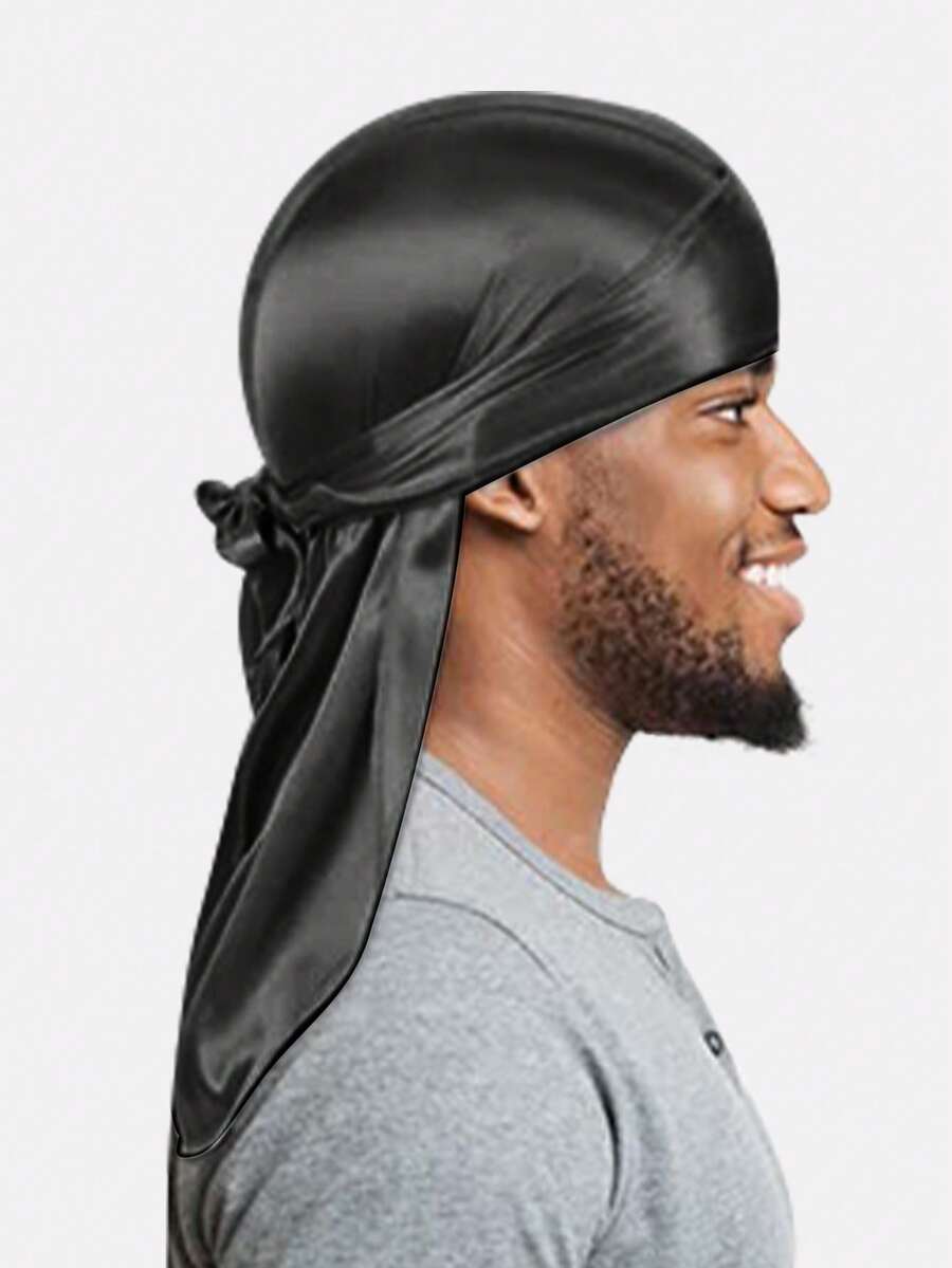 1pc Faux Silk Long Tail Durag Hip Hop Style Head Wrap