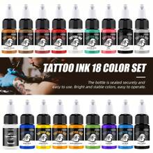 DQFART UINK 18 Colors Tattoo Ink Set 20ML/0.65OZ Large Bottle Tattoo Cartridge Ink Tattoo Ink Combination Pack Suitable For Various Tattoo Styles And Patterns - 18色套裝 - 查看 5