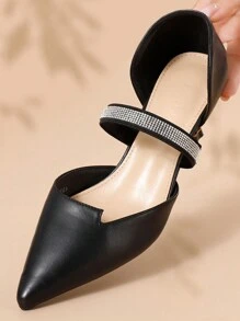 1 par de cordones elásticos con cristales para tacones altos, dispositivo de bloqueo sin atar, cordones antideslizantes para tacones altos, tacones de mujer, sandalias de mujer - Negro - Ver 6