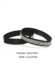 1 par de cordones elásticos con cristales para tacones altos, dispositivo de bloqueo sin atar, cordones antideslizantes para tacones altos, tacones de mujer, sandalias de mujer - Negro - Ver 8