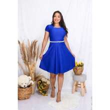 VESTIDO PRINCESA MODA FEMININA EVANGELICA MODESTA CONGRESSO BARATO AZUL ROYAL