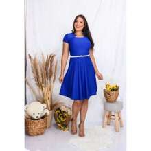 VESTIDO PRINCESA MODA FEMININA EVANGELICA MODESTA CONGRESSO BARATO AZUL ROYAL