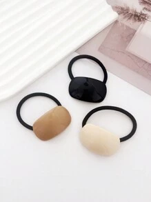 3pcs Simple & Versatile Square Milk Tea Color Hair Ties High Elasticity Ponytail Holder For Daily Use Spider Ponytail Holders Hair Elastics Hair Rubber Bands Scrunchies Hair Rope, Hair Bobbles ,Gym Sport Outfit Hair Accessories Head Accessories Elastic Band - Multicolor - View 3
