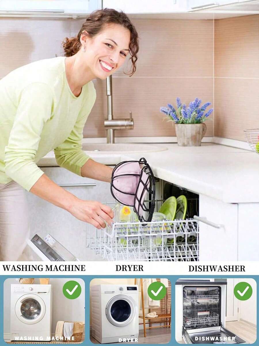 Hat Washer Cage With Mesh Bag For Washing Machine, Cap Cleaner Support Frame For Baseball Caps