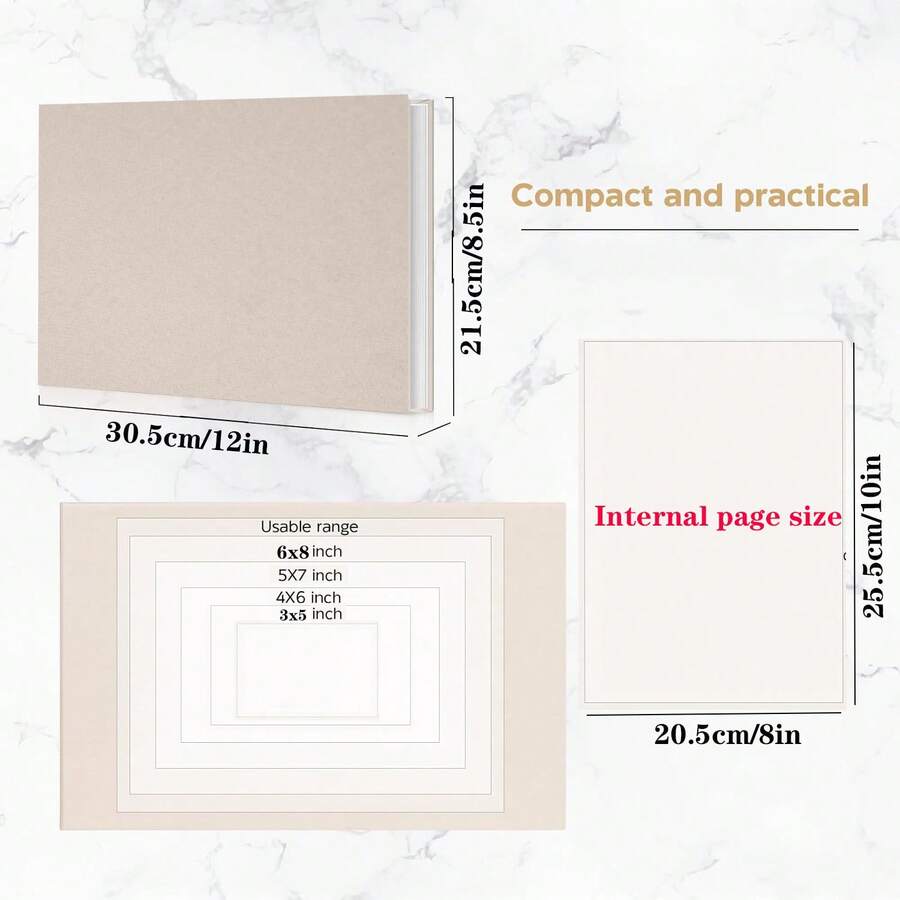 DIY 40Page Photo Album With Linen Cover, Pages Fit 3x5, 4x6