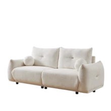 Lamb's Wool 2-Seater Cushion Sofa 90'' Comfortable Sofa For Living Room Bedroom And Other Casual Spaces Lamb's Wool Sofa With 2 Cushions And 2 Ball Pillows. (Beige) - 米色+布料+海綿+2座椅如圖 - 查看 19