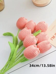 1pc,DIY Crochet Tulip Gift, DIY Artificial Flowers Bouquet Handmade Knitted Tulip Bouquet Crochet Flower Bouquet Gift For Women, Valentine Day, Gift Gifts Birthday Graduation - Multicolor - View 4