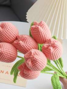 1pc,DIY Crochet Tulip Gift, DIY Artificial Flowers Bouquet Handmade Knitted Tulip Bouquet Crochet Flower Bouquet Gift For Women, Valentine Day, Gift Gifts Birthday Graduation - Multicolor - View 3