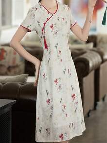 Chinese Style Improved Young Ladies Cheongsam Dress - Red - View 6