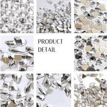 21 Grids Nail Accessories Set - 600pcs Clear AB Diamonds + 2500pcs Flat Rhinestones Mix Kit, DIY Crystal Gemstone For Nails, Shoes, Clothes, Jewelry Decoration - trắng - Xem 3