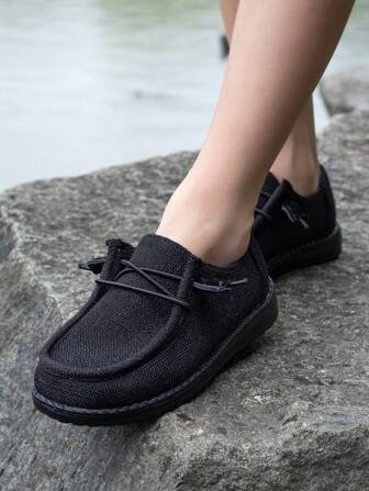 New Fashion Girl's Outdoor Casual Loafers, Elastic Band Design, Adjustable Mouth Size, Easy To Wear, All Season