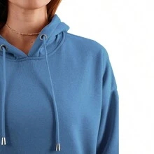 Women's Hoodie Sweatshirt With Closed Hood Front Pocket Cotton Fabric Fashion Colors 2023 Sizes - 藍色 - 查看 3