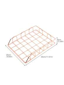 1/2/3/4pcs Nordic Iron And Metal A4 Document Frame Magazine Organizer With Stackable Document Organizing Basket - Rose Gold - View 7