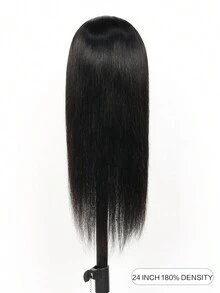 13x4 直发蕾丝前部假发 人发预拔 180 密度透明蕾丝前部人发假发 适合女性 婴儿头发 自然黑色 - 自然色&黑色系 - 查看 3