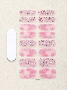 Beauty Sticker 16 片指甲油条，红色指甲闪光镀铬星自粘指甲全包裹凝胶指甲贴纸，沙龙品质，适合女性家庭 DIY 自用美甲用品 - 彩色 - 查看 4