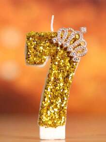 1pc Numeric Candle, Gold Glitter, Suitable For Birthday Party Scene, Kitchen, Living Room, Office, Birthday Party Gift, Gold Crown,Room Decor,Gifts - Multicolor - View 18