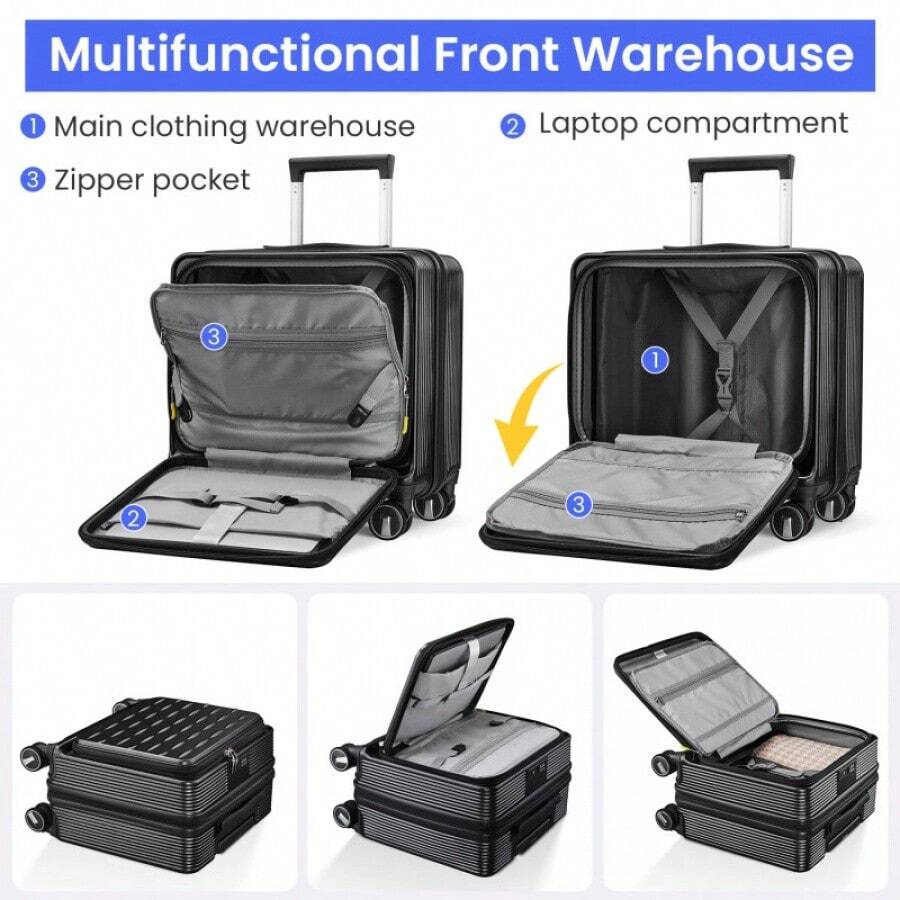 18" Carry On Luggage With Front Open Door &Laptop Interlayer, Hard
