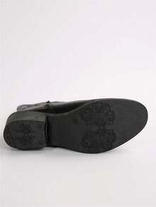 Giày bốt cao bồi miền Tây mũi nhọn thêu đế dày thời trang đa năng cho nữ, giày bốt cưỡi ngựa cổ điển cao đến giữa bắp chân - màu đen - Xem 8