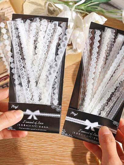 30pcs/1 Pack, Retro Floral White Lace Sticker, Hand Account DIY Decoration Scrapbooking Photo Album Craft, Junk Journal Decor Supplies, DIY  Journal Decoration Label Stickers