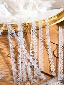 30pcs/1 Pack, Retro Floral White Lace Sticker, Hand Account DIY Decoration Scrapbooking Photo Album Craft, Junk Journal Decor Supplies, DIY  Journal Decoration Label Stickers