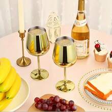 2 件/1 套，18 盎司/500 毫升，304 不锈钢高脚红酒杯，金色、黑色、玫瑰金色，适用于葡萄酒、香槟、威士忌、鸡尾酒、果汁饮料、户外野餐，适用于酒吧、KTV、餐厅、酒店俱乐部、派对、家庭厨房、可用洗碗机清洗、葡萄酒储存容器、房间装饰，可用于饮用水、咖啡等，适用于厨房、餐厅、酒吧、派对、聚会、男友礼物、父亲礼物、圣诞派对、圣诞装饰礼物、情人节礼物、派对、生日装饰