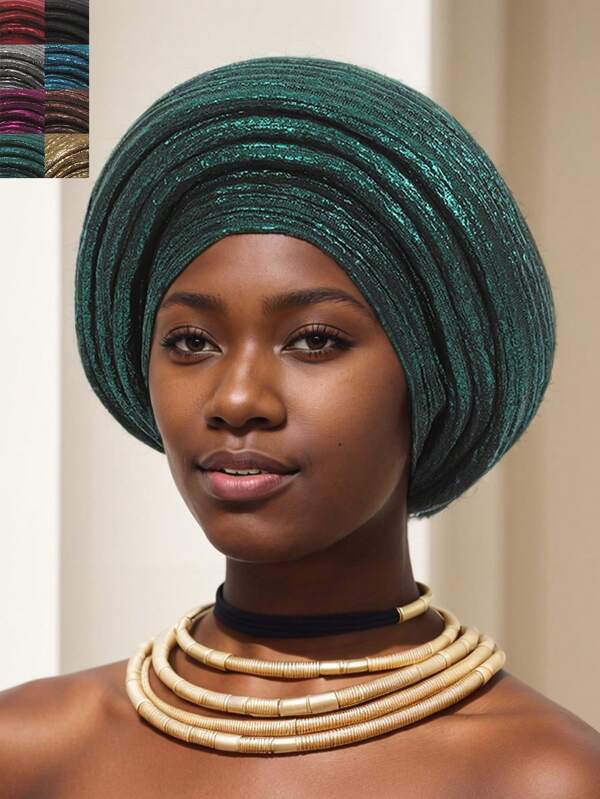 1pc Women's Unique Layered Foil Decorated Turban Hat, New Arrival