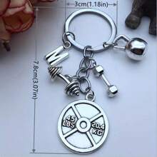 Men's Fitness Equipment Keychain, Dumbbell, Barbell, Men's Keychain, Bag Pendant Decoration Car Accessories Bag Charm Backpack For School Letter