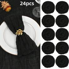 6/12/18/24/30 Pieces Purple Gauze Cheese Cloth Napkins, Multi-Color Optional Cheese Cloth Napkins Bali Cheese Cloth Napkins, Rustic Bohemian Lavender Napkins, Lavender Napkins For Family Dinners, Restaurants, Wedding Receptions, Dinners, Holiday Parties, Table Decorations