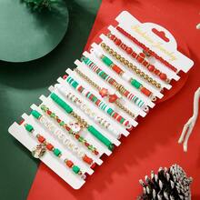 Set de 12 colgantes de corona de renos y árbol de Navidad, de aleación y material cerámico suave, lindos y elegantes, adecuados para usar en fiestas navideñas o como regalo - Multicolor - Ver 9