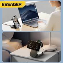 ESSAGER 三合一 15W 磁性无线充电器与手机支架相结合适用于手机手表蓝牙耳机快速充电充电器 - 黑色 - 查看 4