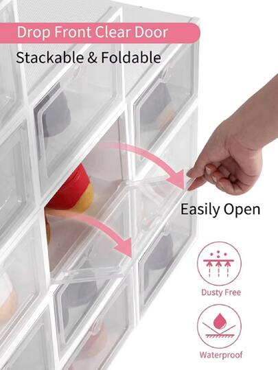 Almacenamiento de Cajones de Ahorro de Espacio Plegable de Plástico Apilable de 12 Piezas