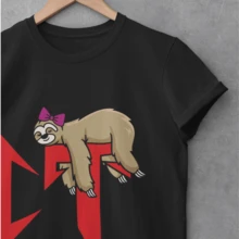 Playera CT Perezosa con Moño Corridos Tumbados para Mujer - Negro - Ver 4