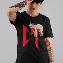 Playera CT Perezosa con Moño Corridos Tumbados para Mujer - Negro - Ver 1